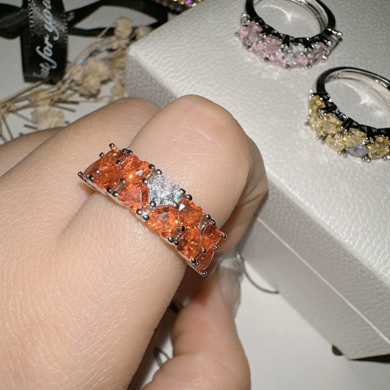 Retro ring heart shaped, high-quality style, 18 carat