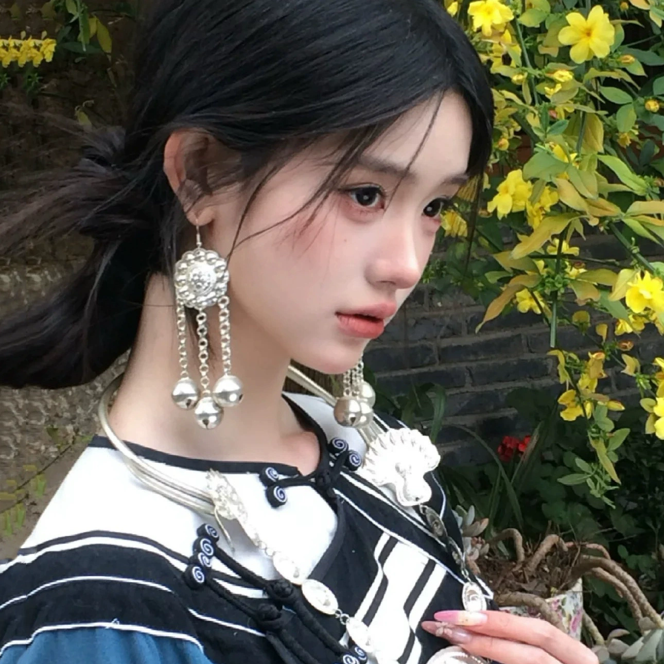 Новые серьги Miao, длинные серьги с кисточками, этнические серьги в этническом стиле Miao, серебряные сценические преувеличенные сказочные серьги