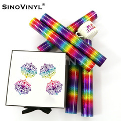 Diy Craft Laser Rainbow Engraved Paper Heart Shaped Gradient Glitter Sticker Adhesive Car Wrap Instant Decal