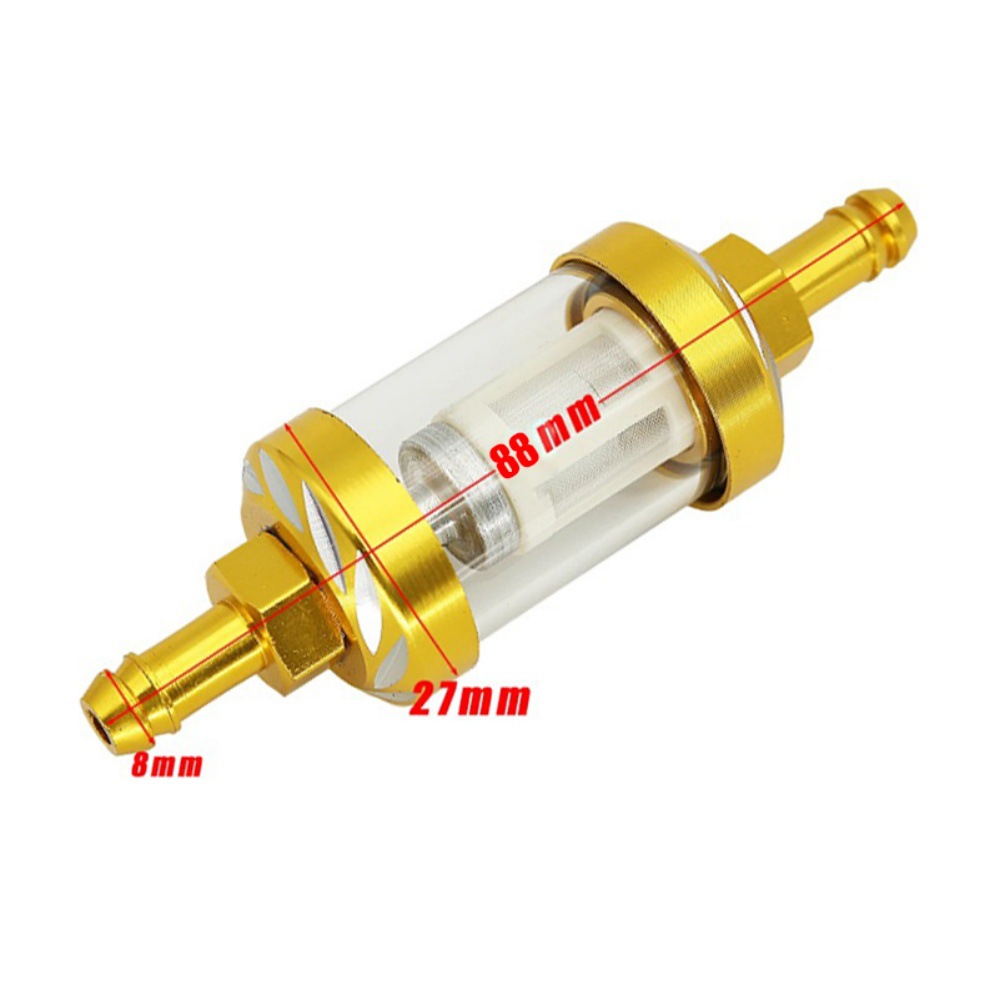 Motorcycle Modification Parts: Transparent Glass Aluminum Core Cnc Fuel Filter, Removable and Washable Filter