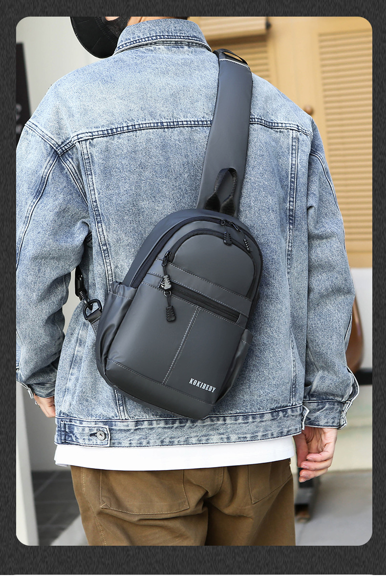 New men's chest bag, casual large-capacity single-shoulder crossbody bag, Korean-style motorcycle bag, water-resistant trendy backpack, cross-border Item Picture