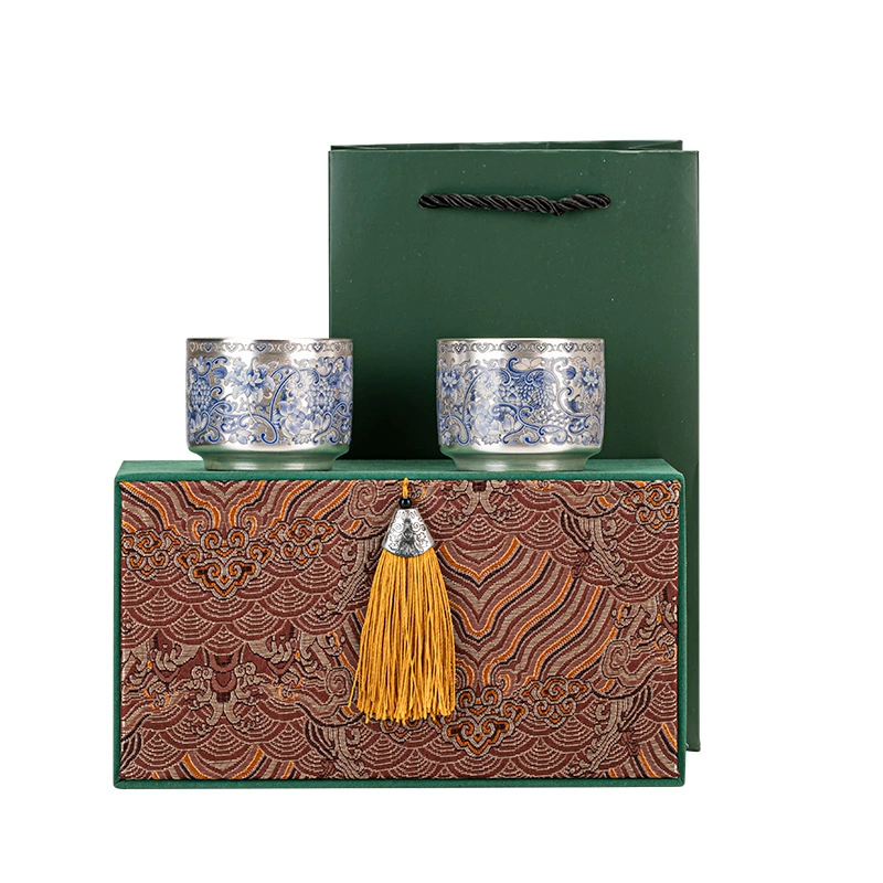 Blue and white tea cup, gift box, Birthday gift