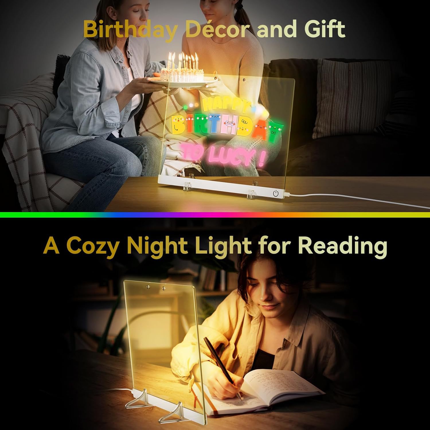 7-Color Touch Glowing Message Board Anti-Scratch DIY Handwriting Colorful Painting LED Acrylic Writing Board Night Light