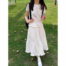 春夏蛋糕裙白色半身裙女夏长裙小个子半裙日系裙子森女系字裙