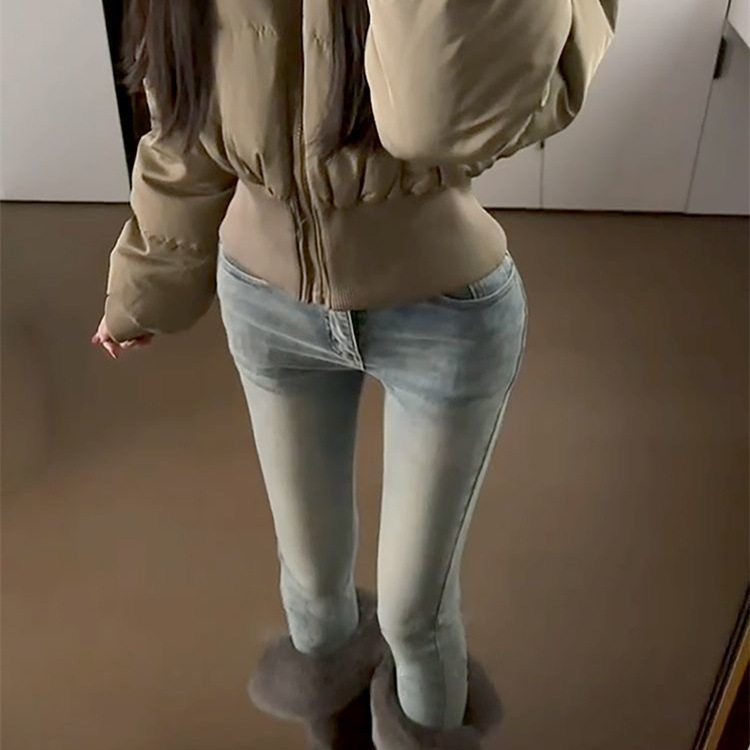 Women's Skinny Jeans with a Unique Design, New Style, Petite Size, Stretchy High-Waisted Slim-Fit Pencil Pants, Tight Bootcut Pants