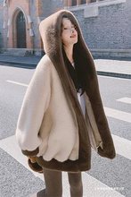 仿貂绒连帽外套女2025冬季新款宽松慵懒风加绒加厚仿皮草毛绒大衣