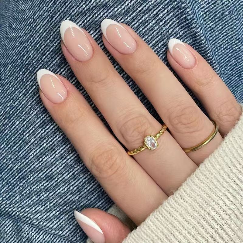 Simple Gradient New Wearable Nails European and American Patches Removable Ins Nail Patches Finished Almond-Shaped Manicure French Style