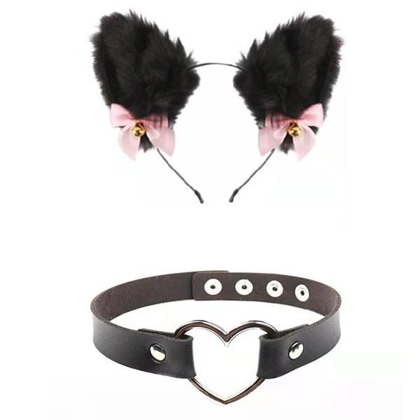 Set cerchietto orecchie di gatto e girocollo per ragazza_voghion.com