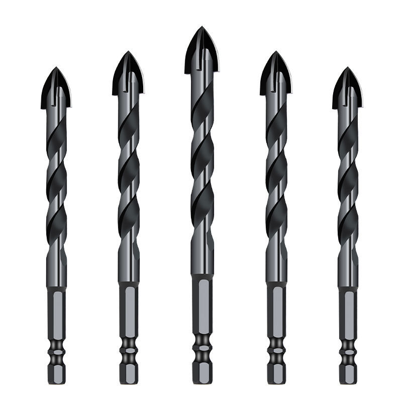 Cruz de cuatro palas de aleación azulejo taladro agujero abridor perforación triángulo de hormigón taladro de cerámica Overlord mango hexagonal