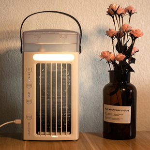 Black technology humidifying air cooler USB desktop mute leafless fan tower fan household spray air circulation fan
