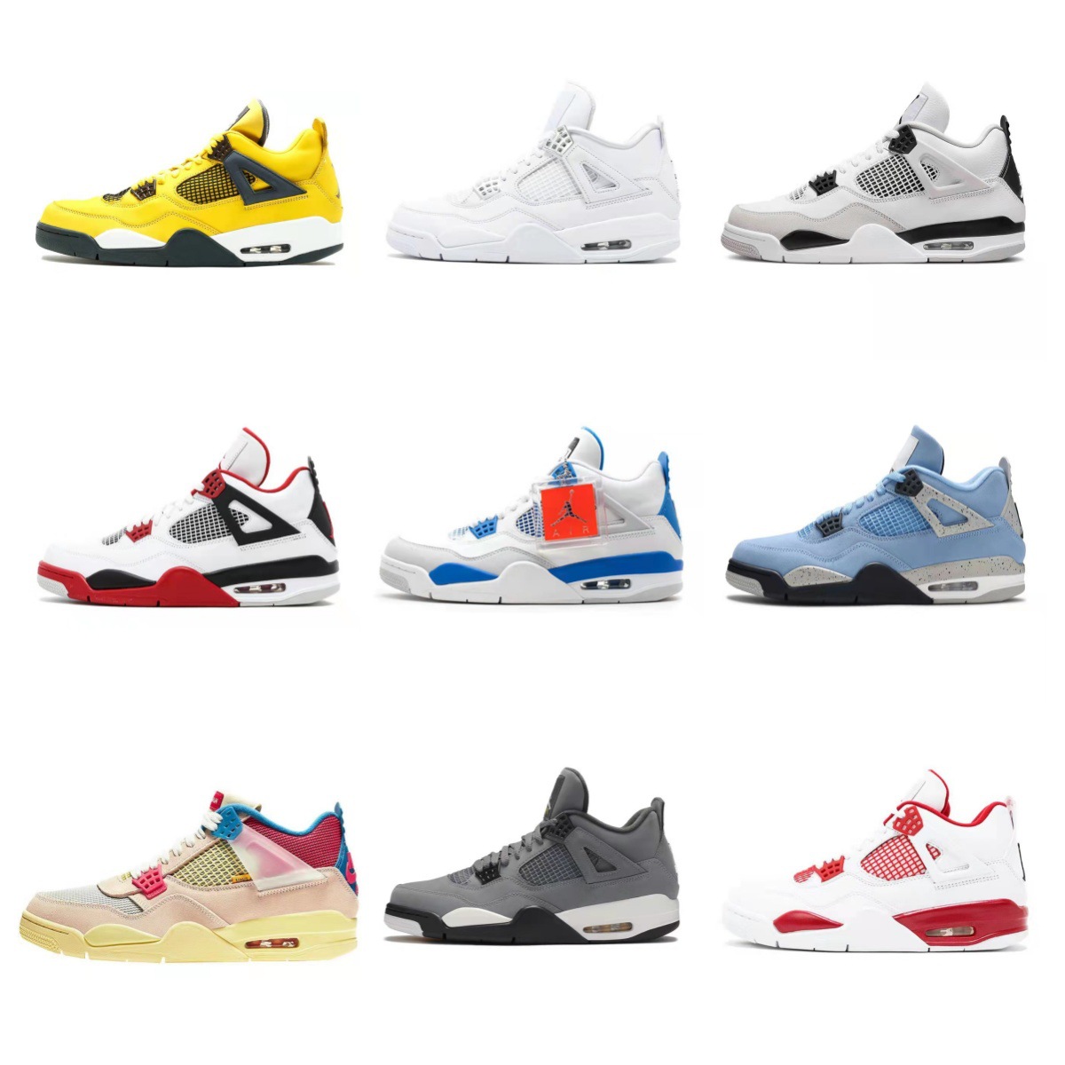 Fábrica de calzado Putian, suministro directo transfronterizo de zapatillas de baloncesto aj4 amarillo eléctrico, blanco París, gato Thor Joe 4 para hombre y mujer, duraderas