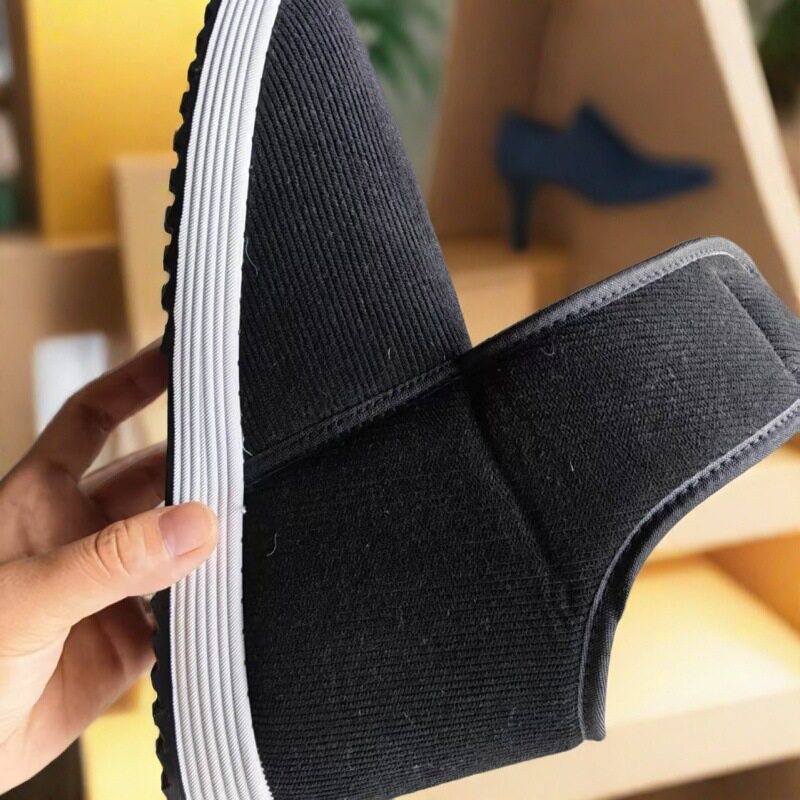 Giày bông mùa đông cổ cao lót lông giữ ấm, giày vải dán Velcro chống trượt cho nam nữ — 8001 Vải cotton dán - màu đỏ, 8001 Vải cotton dán Velcro - màu đen chi tiết 13