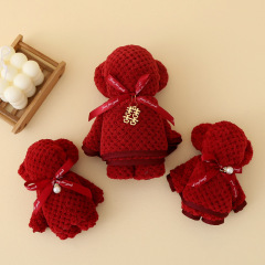Wedding bear towel coral velvet pineapple plaid towel wedding return gift souvenir creative full moon gift face towel