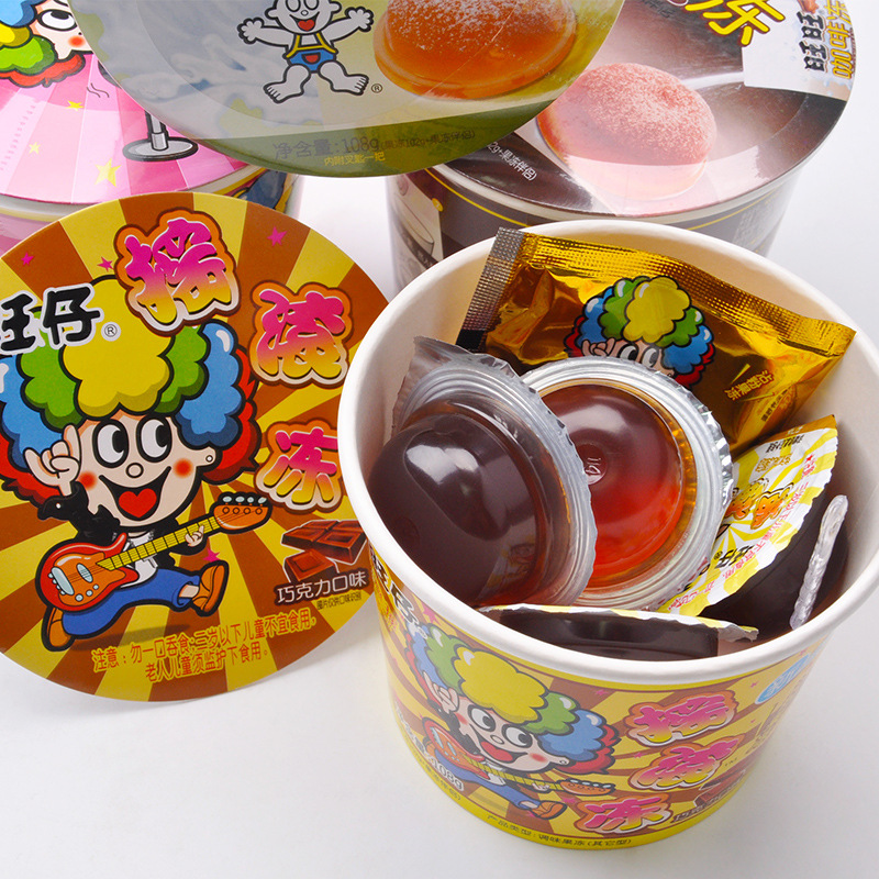 Wangwang Rocking Frozen Tea, Frozen Coffee, Frozen Strawberry & Chocolate Jelly Pudding Snack Combo Pack – Wholesale Option