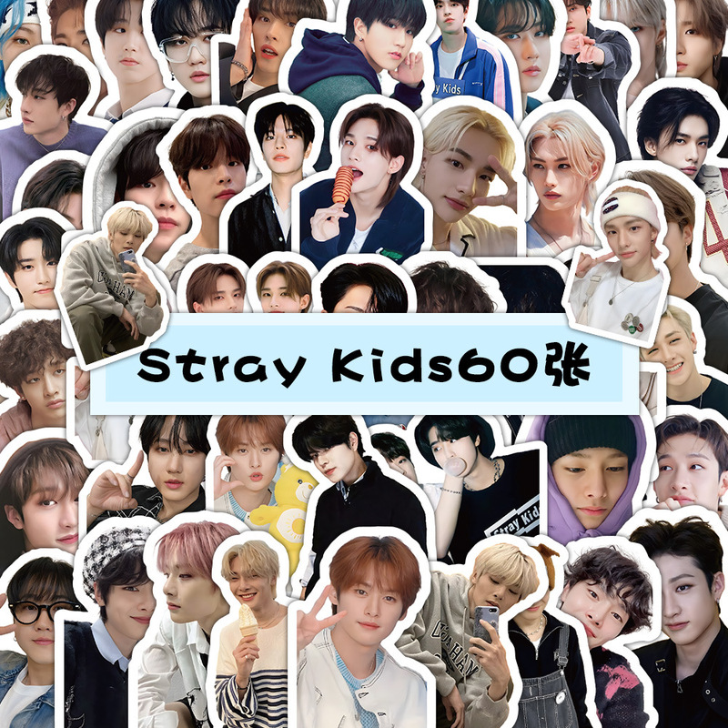103张韩国男团帅哥Stray Kids贴纸明星SKZ头像卡通人物防水小贴画|undefined