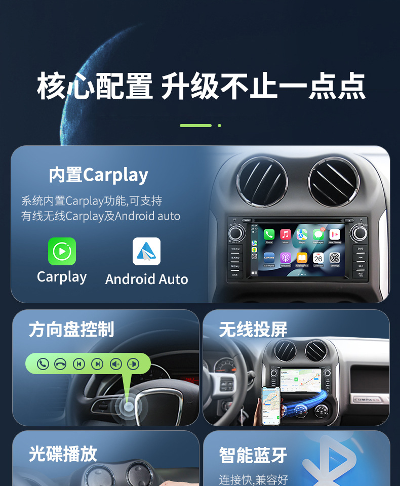 Carplay Central Control Dvd Player Is Suitable for Jeep Wrangler Compass Jeep Navigation