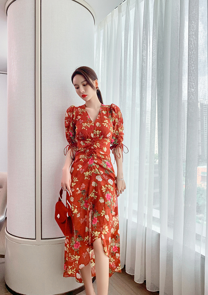 B8217 1220K VÁY ĐẦM LIỀN THÂN NỮ CHOTDNG MÙA HÈ PHỤC CỔ CỔ ĐIỂN HỌA TIẾT HOA THỜI TRANG NỮ G04 SẢN PHẨM MỚI