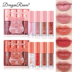 Cross-border water gloss lip oil red niche lip gloss mirror lip glaze lip gloss glass summer jelly glass lip set of four
