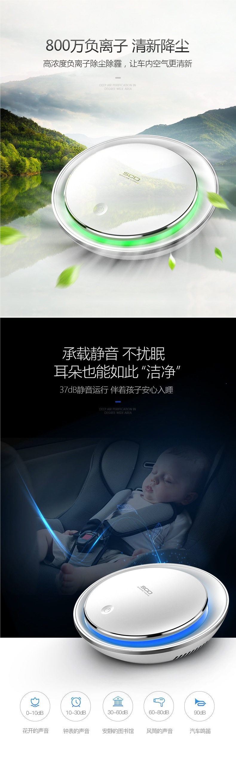Car Air Purifier USB Car Appliance Gift Negative Ion Air Purifier Car Oxygen Bar KQ-09
