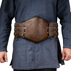 Nordic Viking Style Thor's Hammer Embossed Wide Belt Medieval Retro Waist Sash Knight Belt Cross-border Bestselling