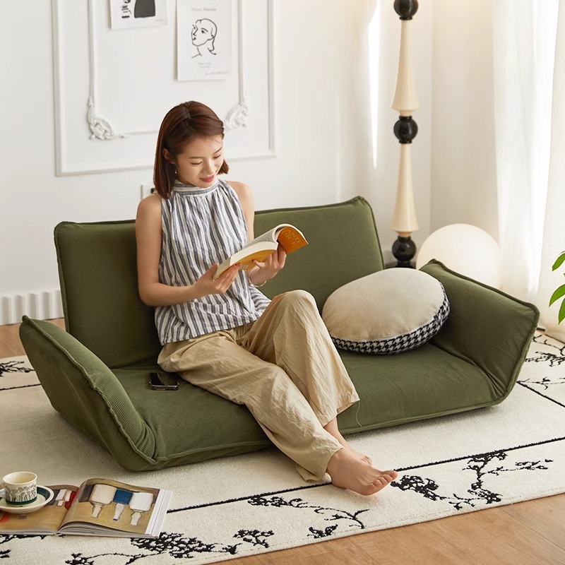 Two-Person Lazy Sofa with Bay Window Tatami Household Small Sofa Reclining Sleepable Sofa Chair Foldable Backrest Chair