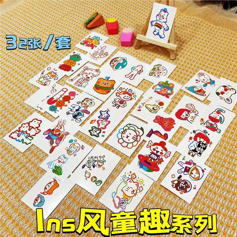 Colorful Ins Style Cartoon Pattern High-grade Children's Tattoo Sticker Lasting Waterproof Sticker Children's Female Cute