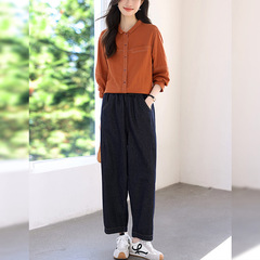 休闲时尚套装女秋装2025新款秋季中年妈妈洋气减龄百搭衬衫两件套