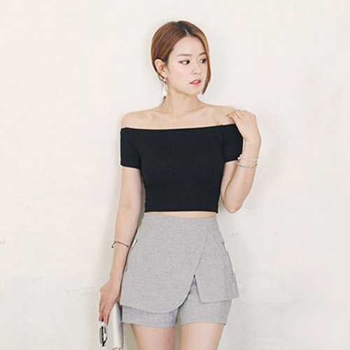 Cross-border women's clothing wholesale 2024 spring and summer new one-shoulder sleeveless T-shirt Korean style women's bare-chested top