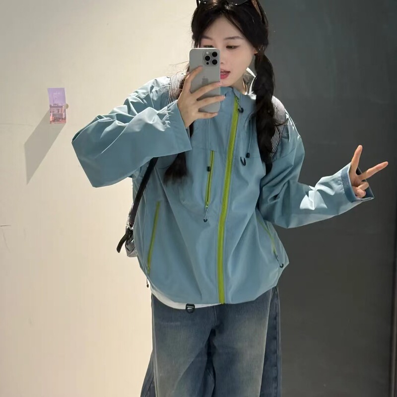 多巴胺户外软壳冲锋衣男女款秋季徒步骑行登山服情侣工装夹克外套|undefined