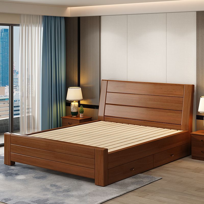 Casual Modern Chinese Solid Wood Bed 1.8m Double Bed Master Bedroom 1.5m Bed Economical 1.2m Single Bed for Home Use