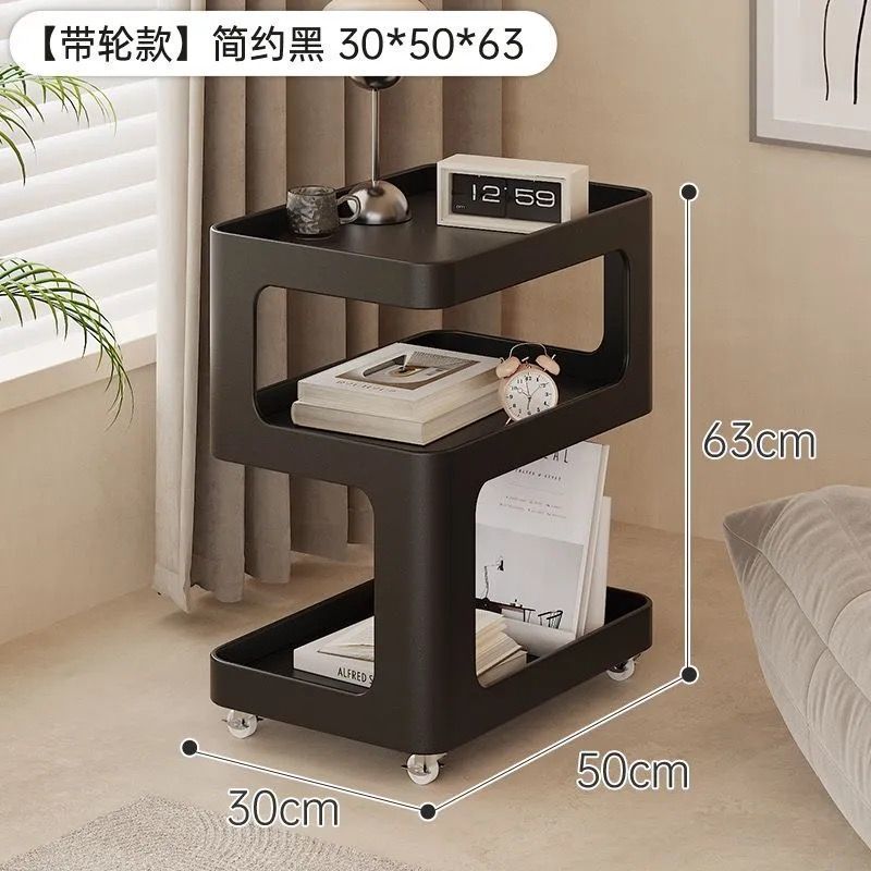3단 수납 블랙 사이드 테이블
