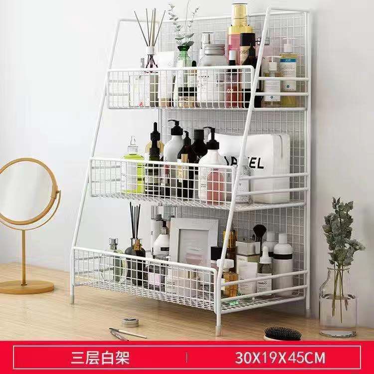 化粧品棚収納ケース化粧台スキンケア品トイレデスクトップ多層棚シンプルネットレッド寮|undefined
