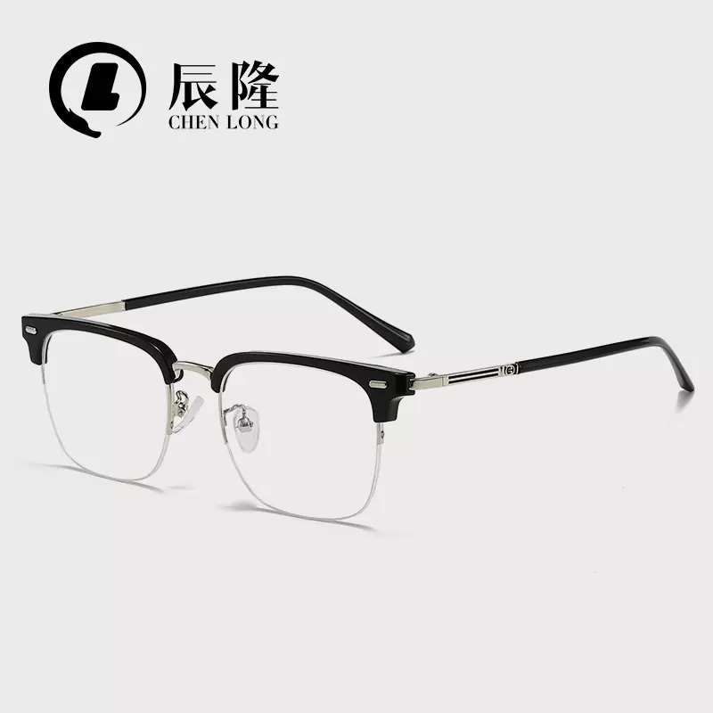 复古文艺近视眼镜架男9515超轻舒适休闲半框眼镜女斯文痞帅平光镜