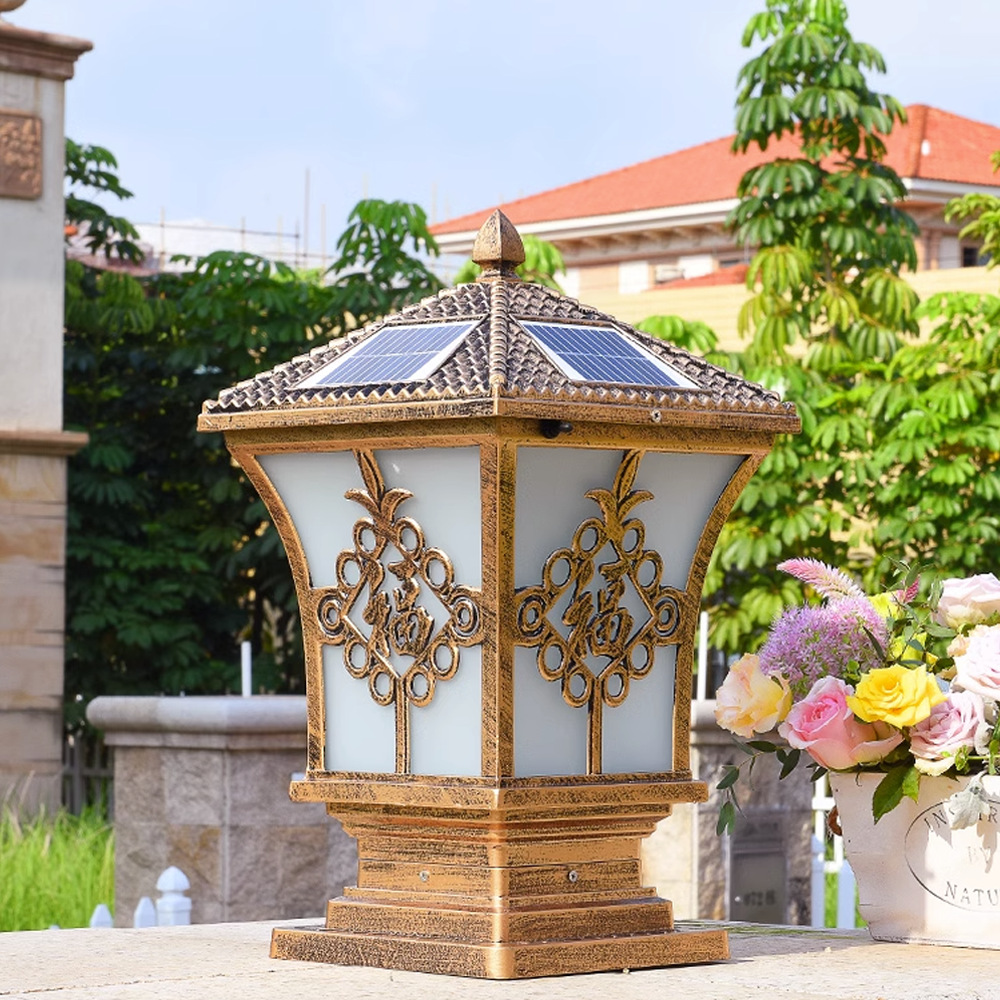 Espada caliente flor solar Pilar lámpara casa Villa impermeable puerta Pilar lámpara patio lámpara de pared LED fábrica