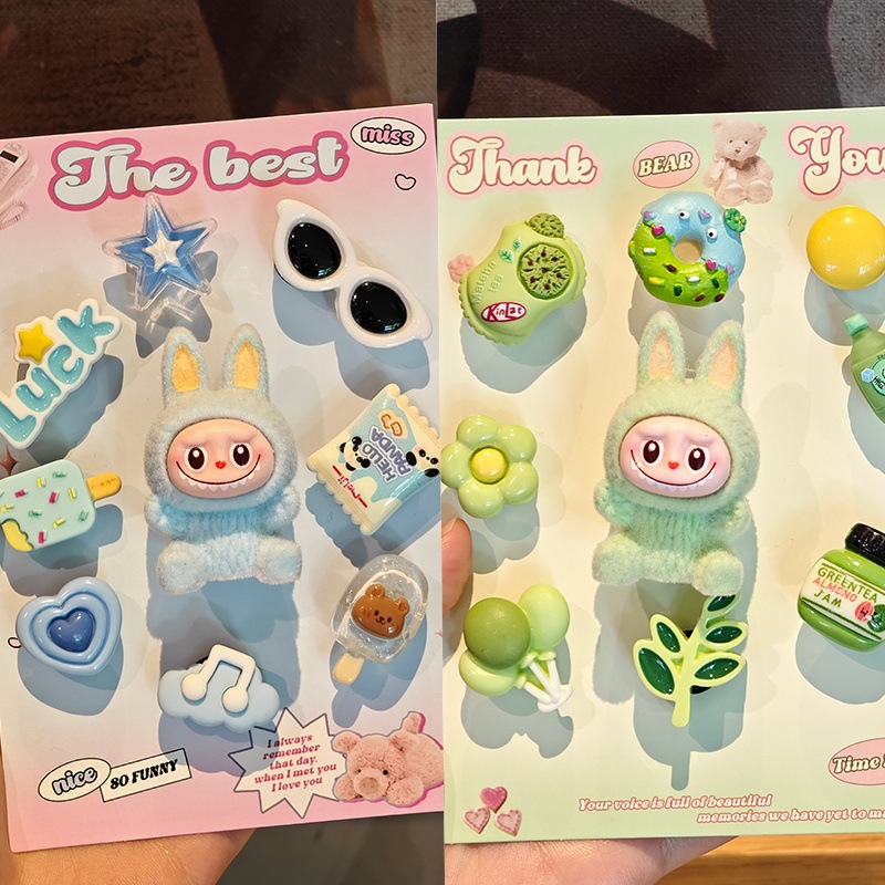 [긴귀 래브 블루+그린] 신발 버클 18개