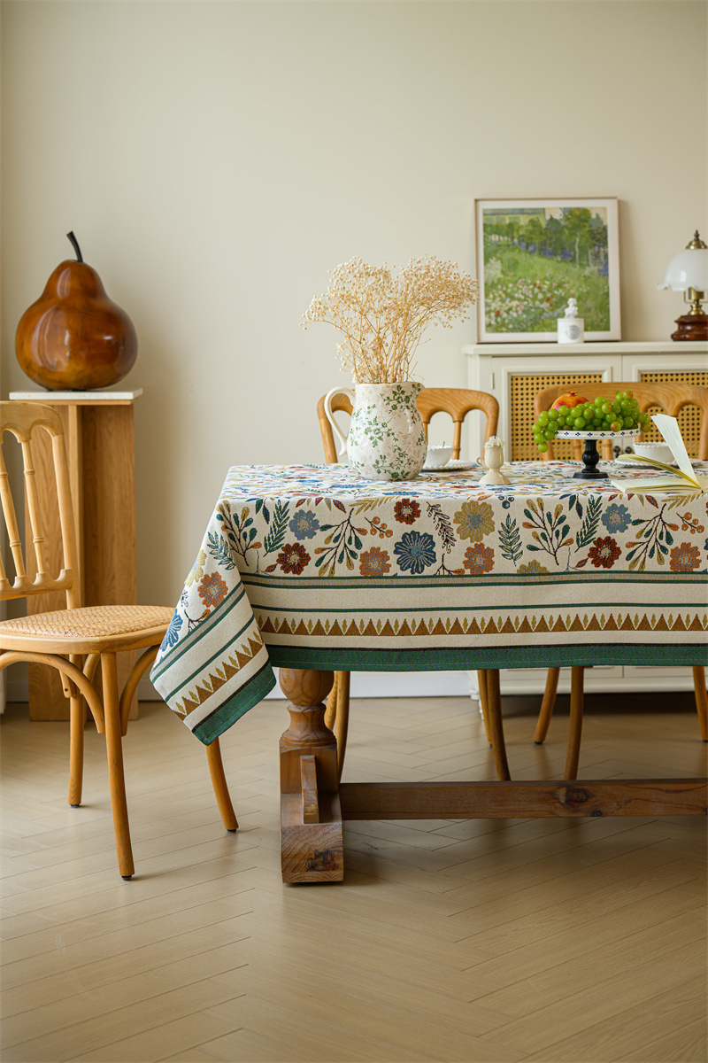 Vintage Jacquard Tischdecke Mit Blumenmuster Im Retro-stil_voghion.com