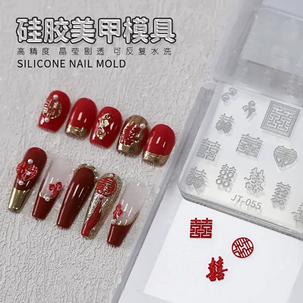 posrari silicone wedding nail stickers 3D nail art wedding silicone mold high transparent crystal silicone mold