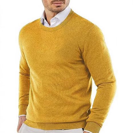 Men's round neck knit sweater, solid color casual long sleeve sweater, crew neck top