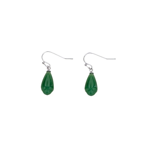 Platinum earrings jade, orchid
