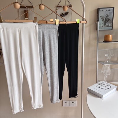 Ligand baby summer Nine points children Leggings pure cotton Thin section Solid ventilation lace girl Leggings Self cultivation