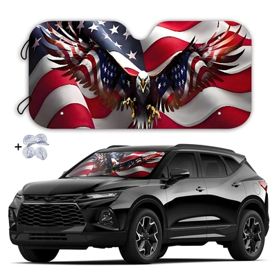 Cross-Border Hot-Selling Front Windshield Heat-Insulating Sunshade Car Universal Aluminum Foil Sunshade Easy to Install and Store (Sun shade) - 130cm70cm-american-eagle