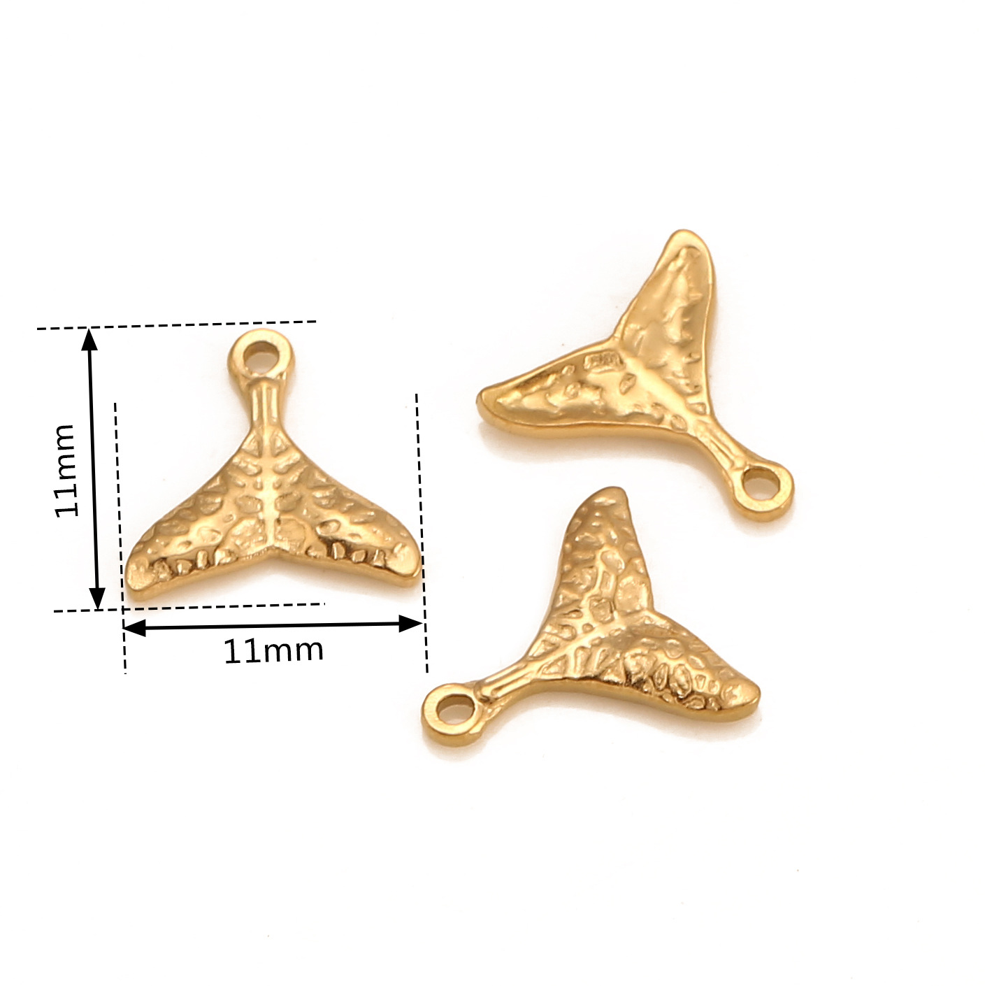 11mm*11mm Jewelry Making Size 3 PCS/Package 11mm*11mm 304L Stainless Steel Fish Tail Pendant