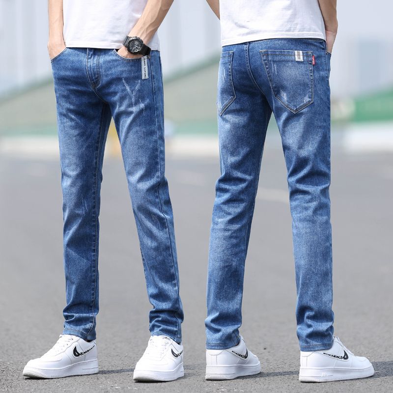 2025 Spring/Summer New Trendy Brand Men's Straight-Leg Slim Fit Versatile Light-Colored Jeans