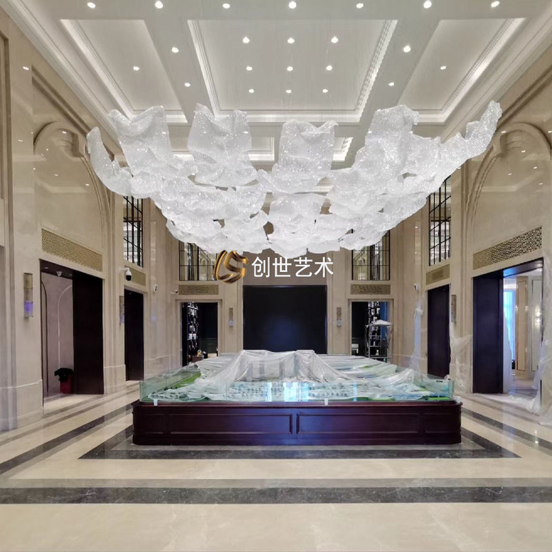 Sales Department Sand Table Hotel Lobby Commercial Atrium Woven Crystal Cloud Chandelier Villa Mansion Stairwell