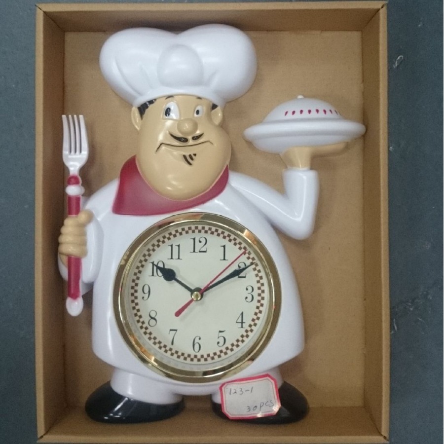 Reloj reloj de cocina creativa chef forma lindo personalizado cuarzo Amazon caliente