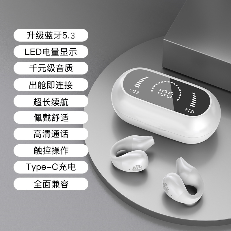 S03 auriculares Bluetooth inalámbricos con clip para la oreja no en la oreja de alta potencia e-sports auriculares de baja latencia de doble dimensión