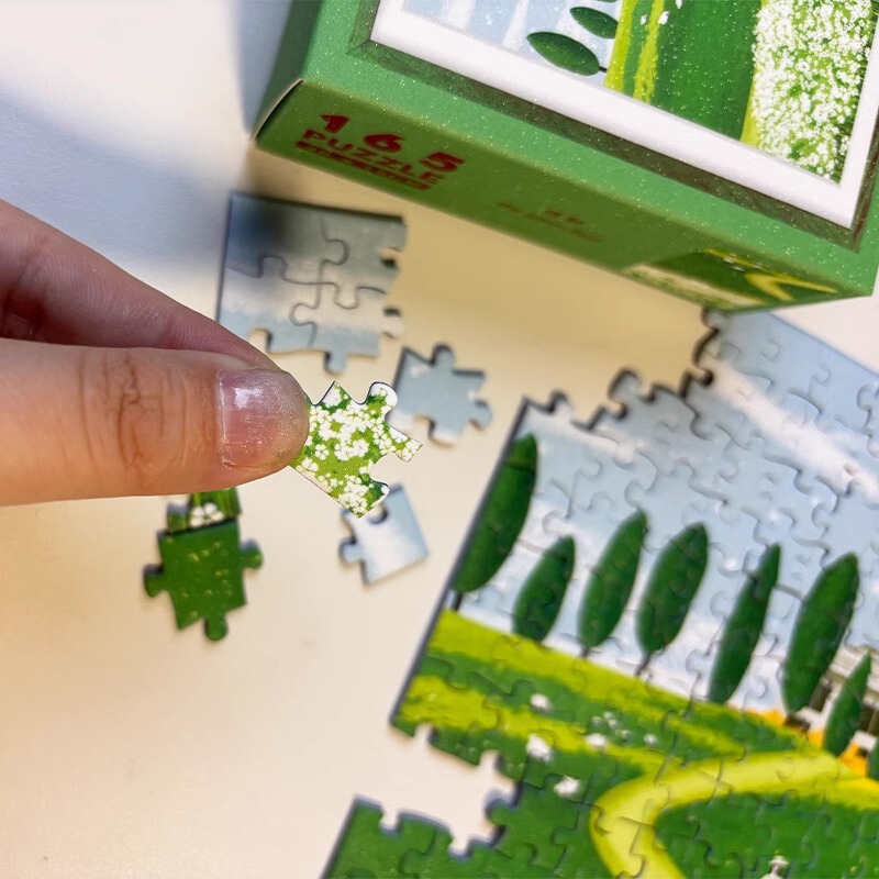 大人のパズル 165 ピース草原油絵風ブルーカードグリッター素材教育減圧おもちゃギフト|undefined