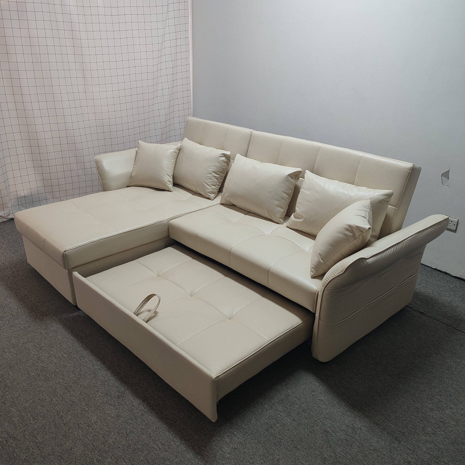 Sofá cama multifuncional verde oscuro doble uso plegable pequeño apartamento de sala de estar almacenaje VIP desmontable arena de tela