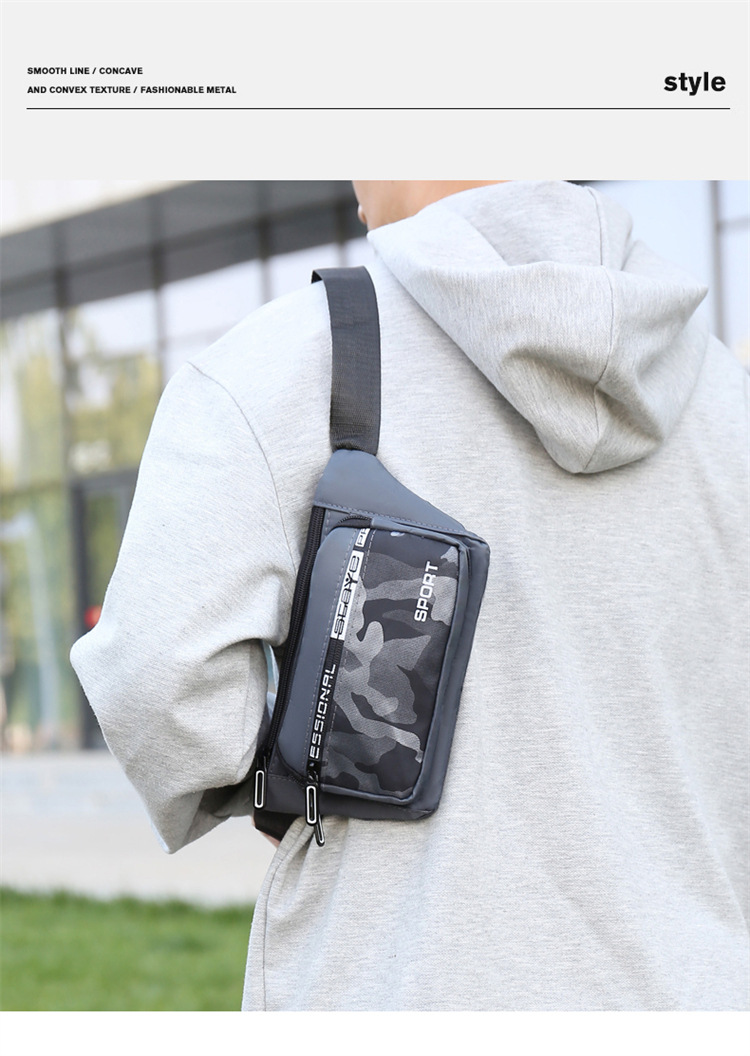 Crossbody bag, men's waist bag, ins trendy Japanese men's single-shoulder bag, 2024 new men's bag, Oxford fabric mobile phone chest bag undefined