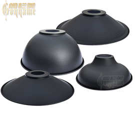 黑色65孔工业风圆形铝灯罩外壳不锈钢反光罩室外防水聚光工矿灯碟